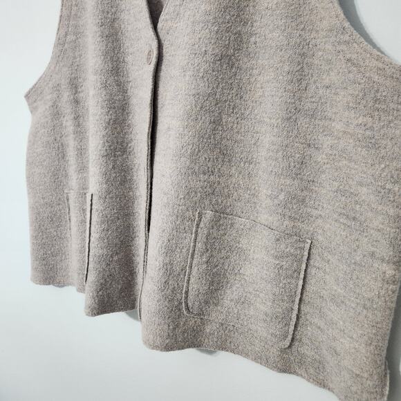 Eileen Fisher Lightweight Boiled Regenerative Wool Vest Dove Light Gray, 2X - Picture 5 of 12